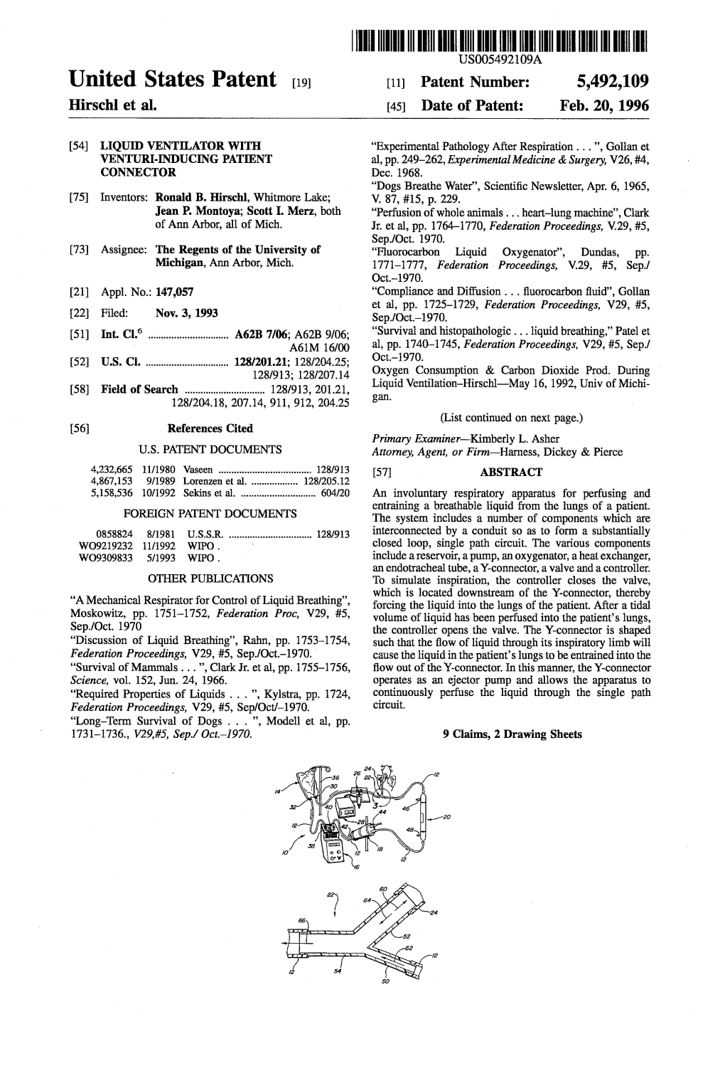 III IIII US005492109A United States Patent (19) 11 Patent Number: 5,492,109 Hirschl Et Al