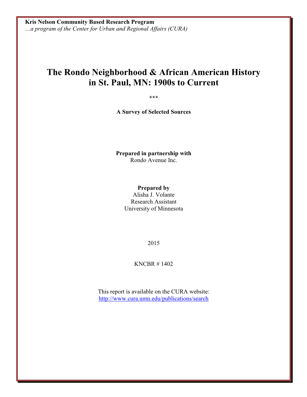 The Rondo Neighborhood & African American History in St. Paul, MN