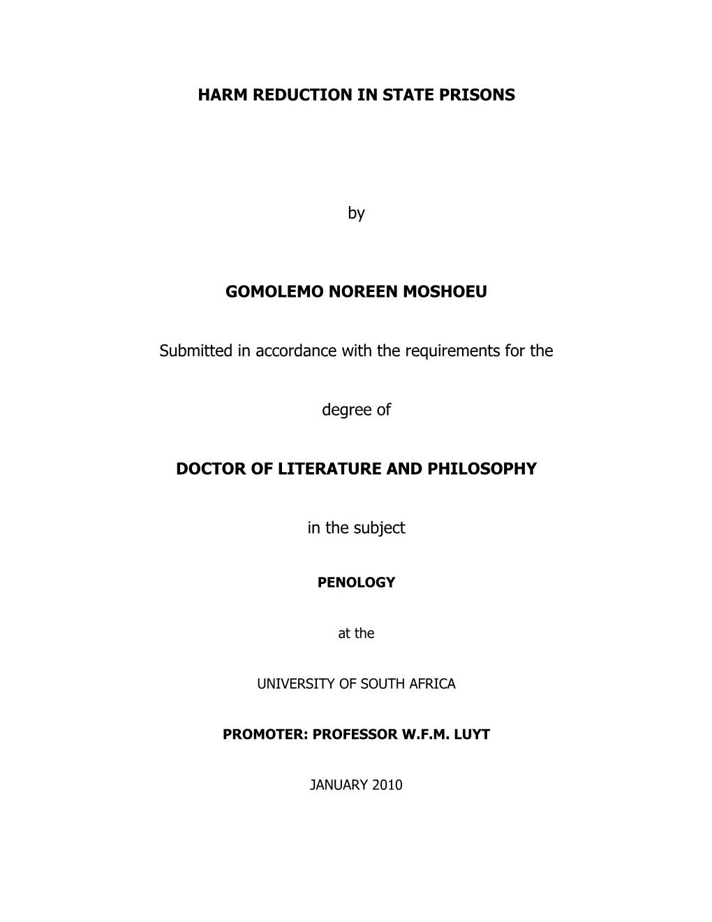 Organisation of the Dissertation