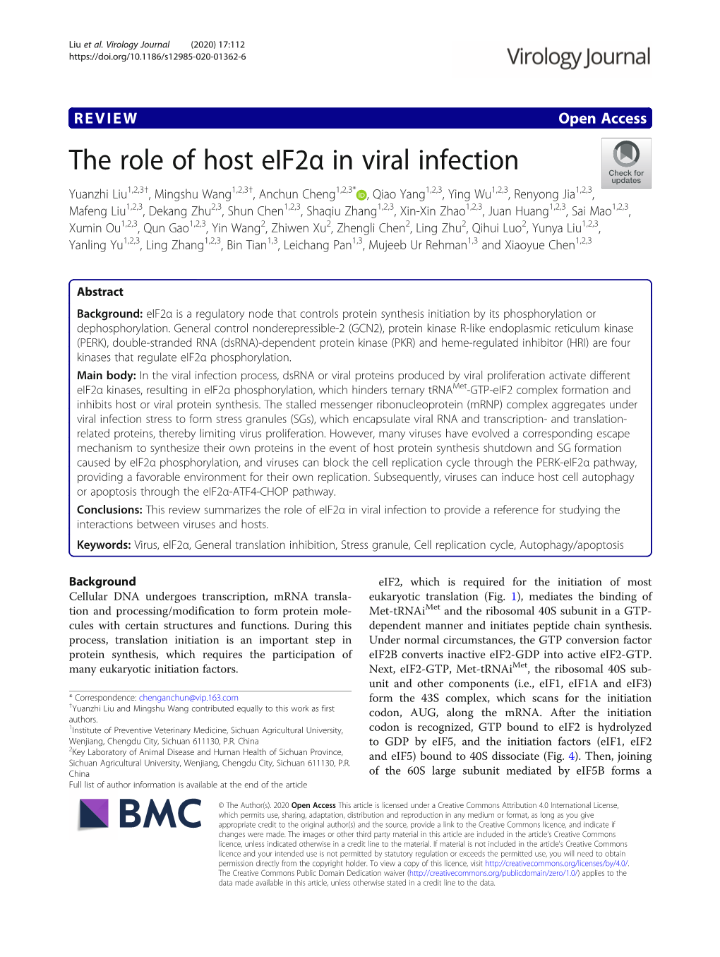 The Role of Host Eif2α in Viral Infection