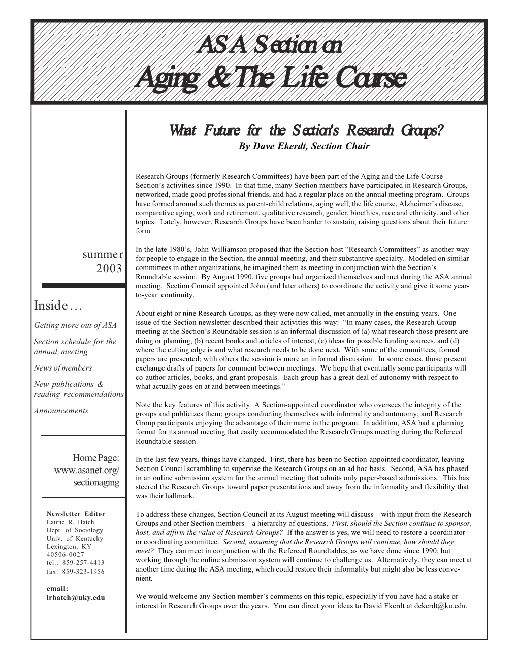 Aging & the Life Course