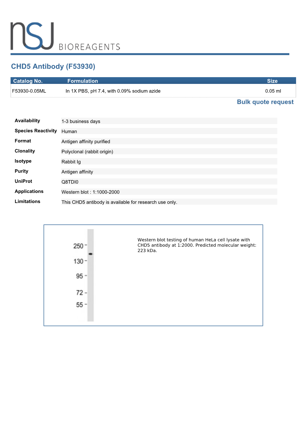 CHD5 Antibody (F53930)