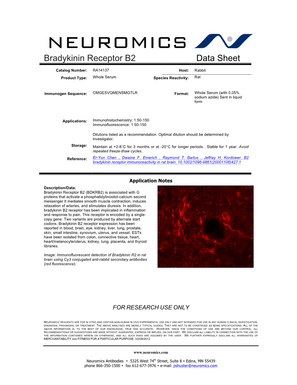 Bradykinin Receptor B2 Data Sheet