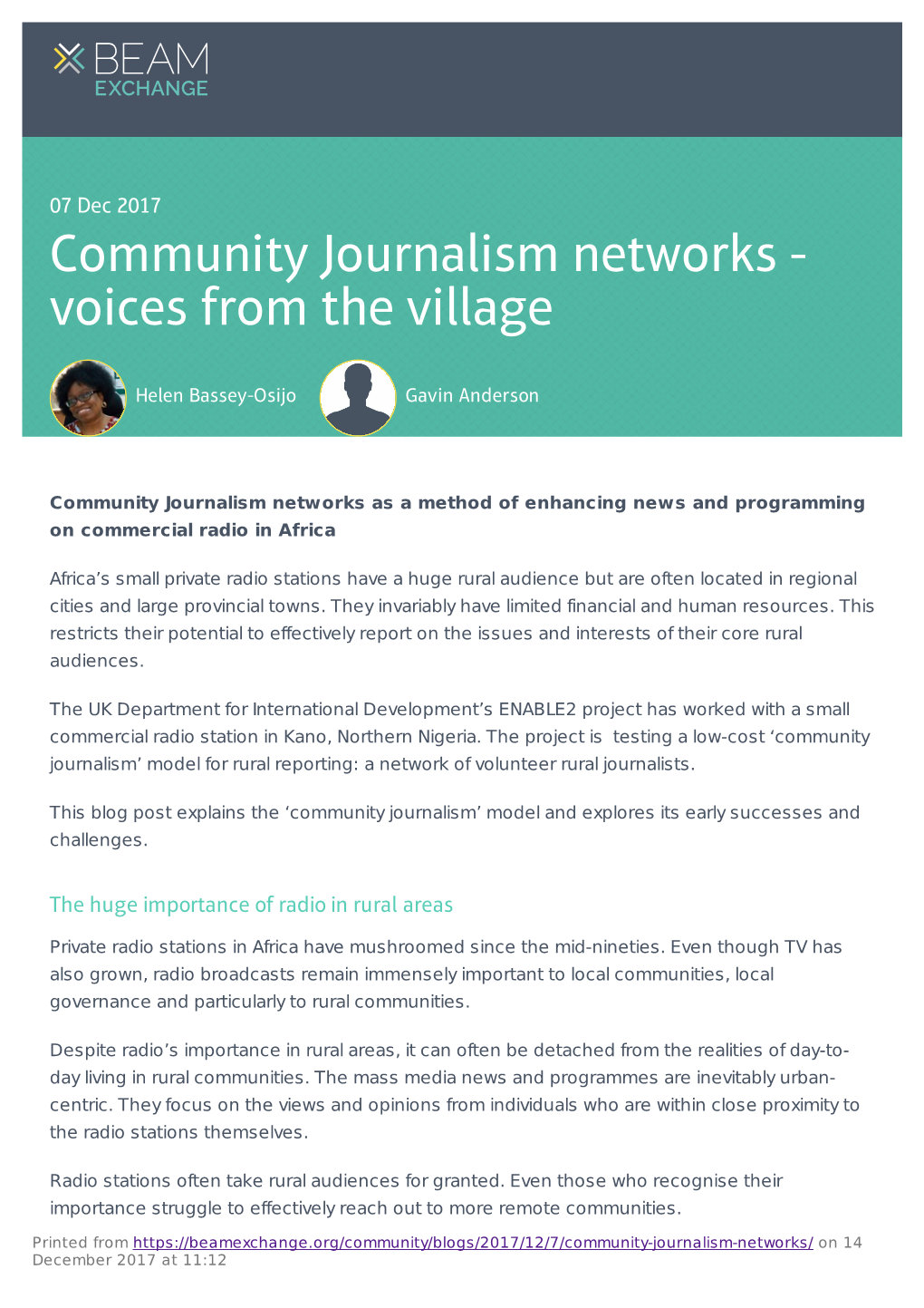 Community Journalism Networks - Voices from the Village