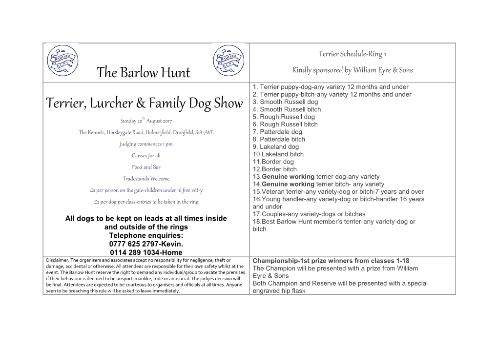 The Barlow Hunt Terrier, Lurcher & Family Dog Show