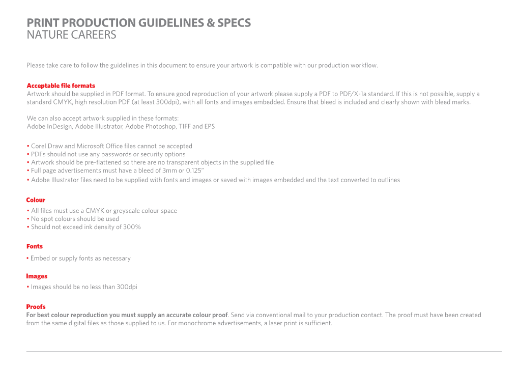 Print Production Guidelines & Specs Nature Careers