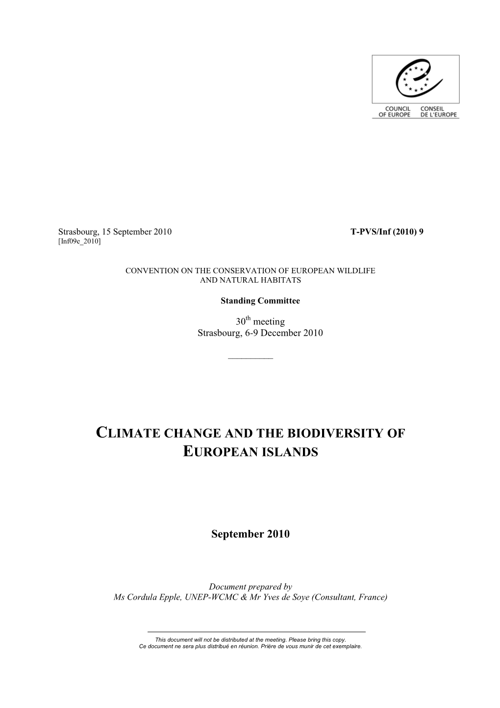 Climate Change and the Biodiversity of European Islands