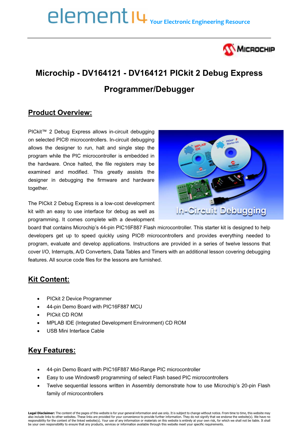 DV164121 Pickit 2 Debug Express Programmer/Debugger