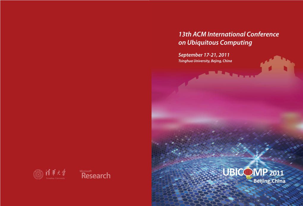 13Th ACM International Conference on Ubiquitous Computing