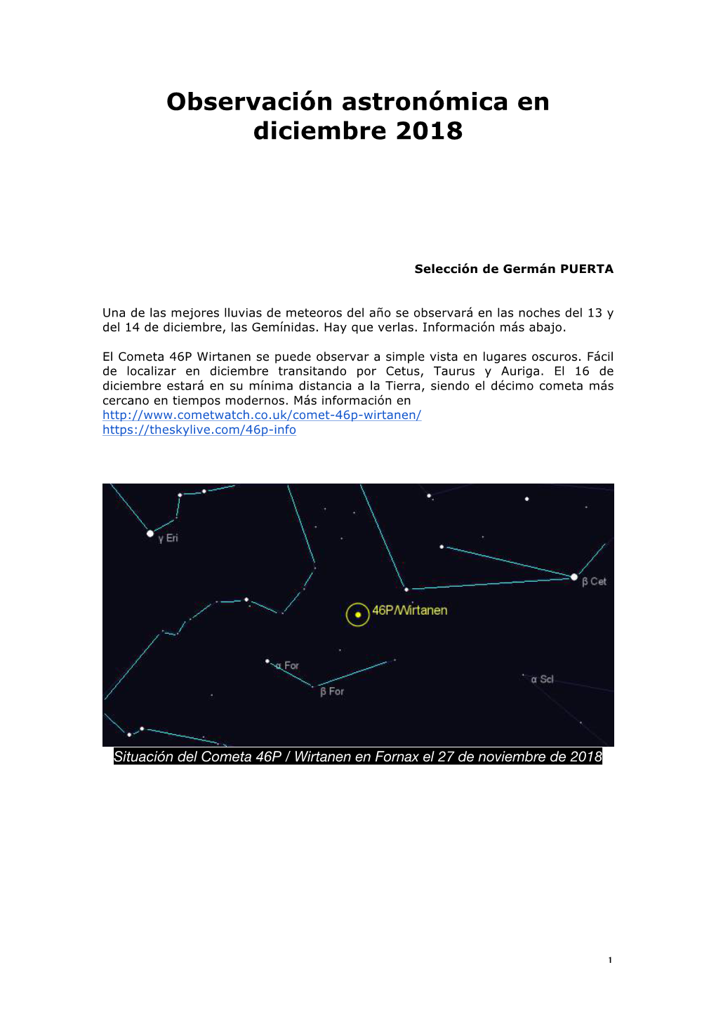 Observación Astronómica En Diciembre 2018