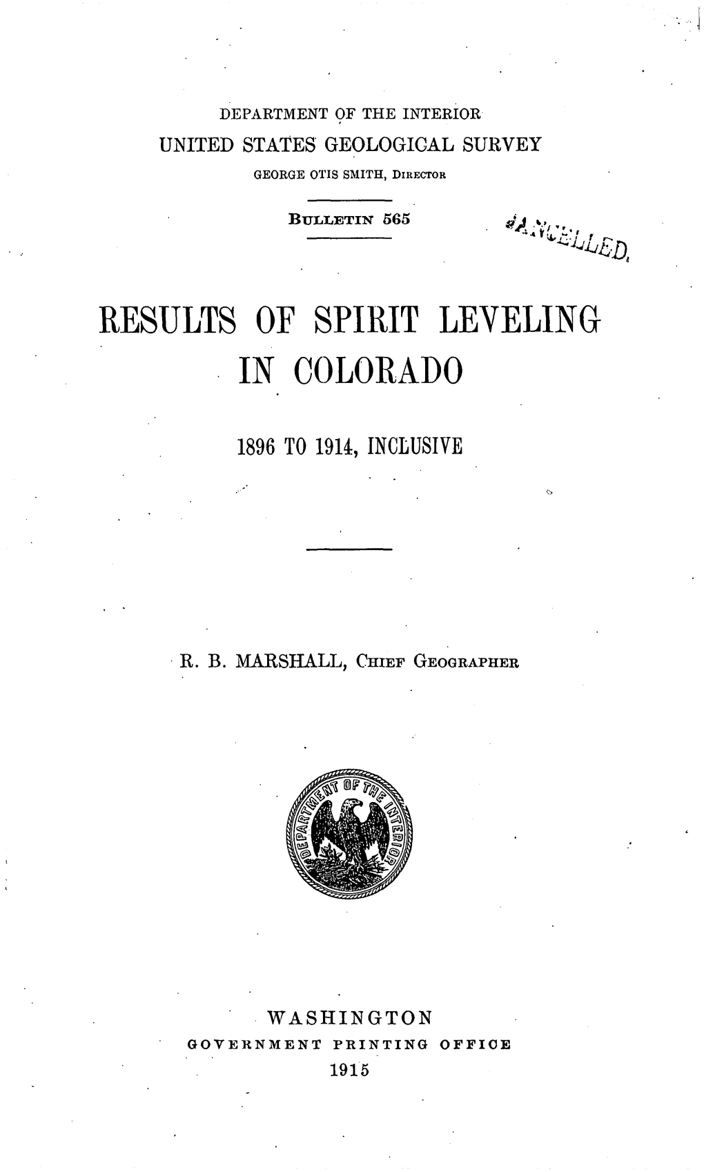 Results of Spirit Leveling Colorado