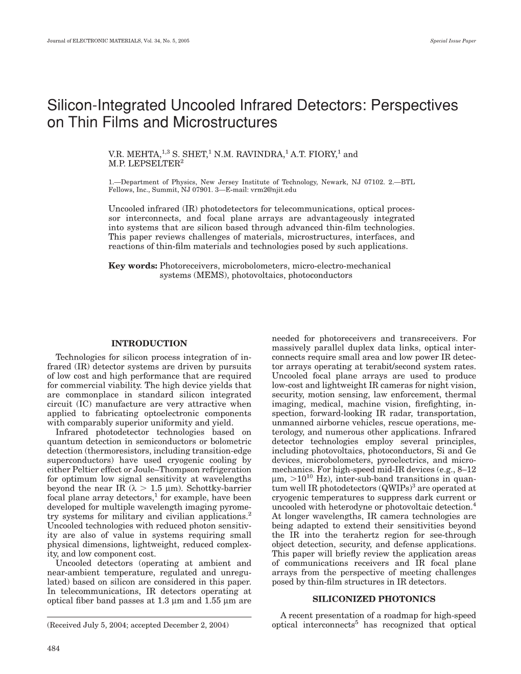 Silicon-Integrated Uncooled Infrared Detectors: Perspectives on Thin Films and Microstructures