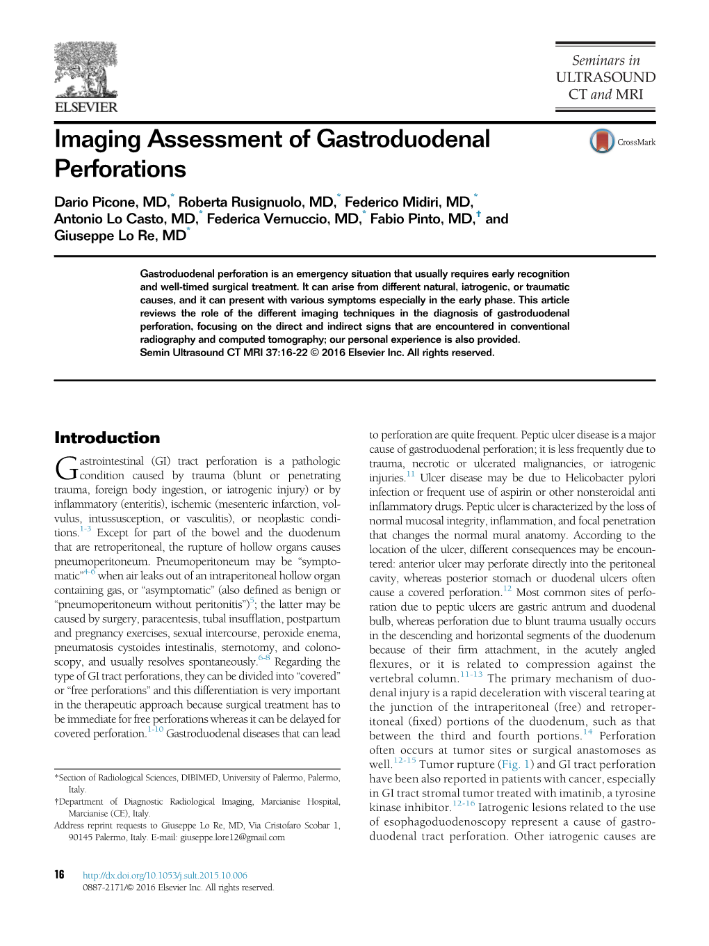 Imaging Assessment of Gastroduodenal Perforations
