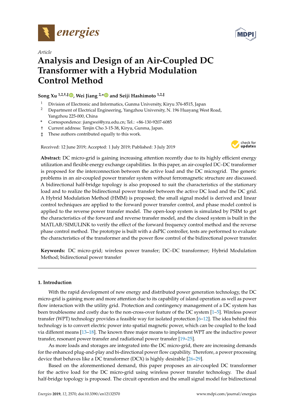 Analysis and Design of an Air-Coupled DC Transformer with a Hybrid Modulation Control Method