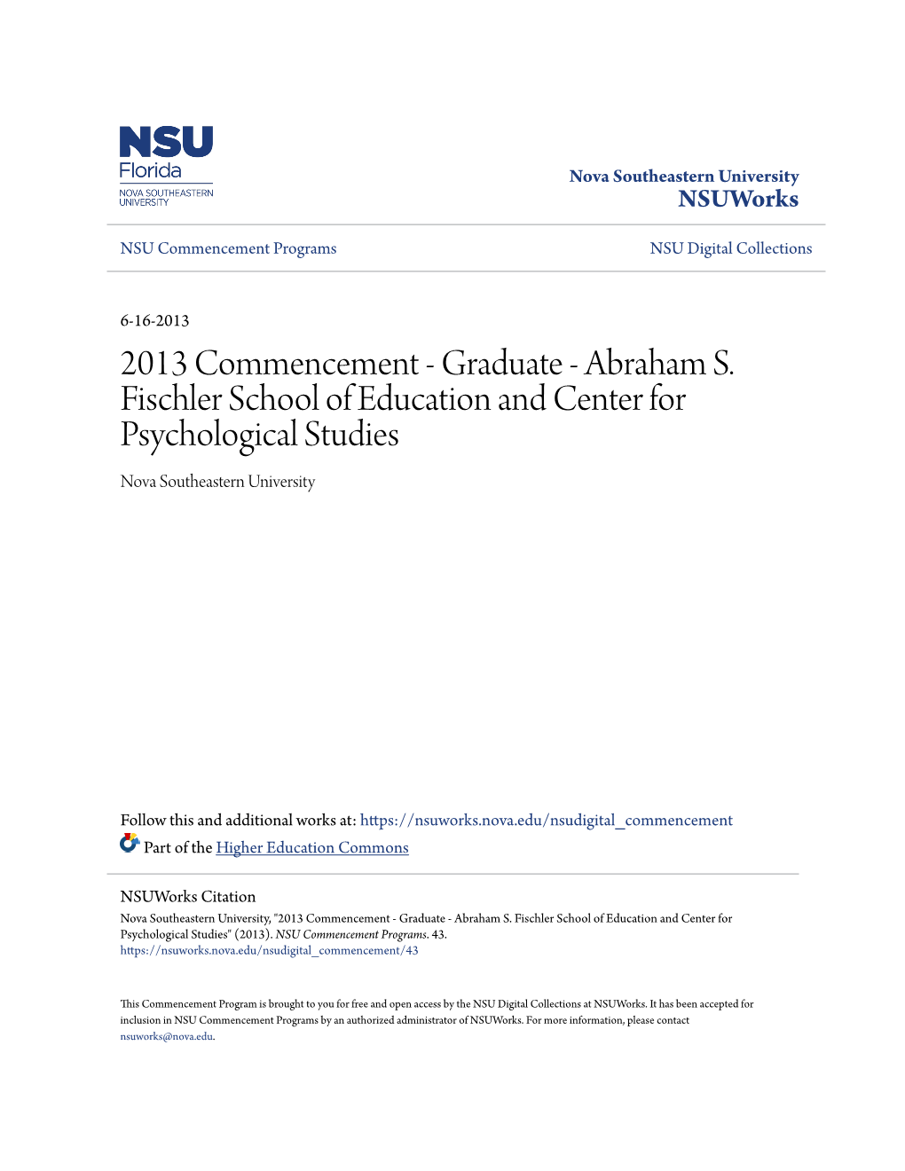 2013 Commencement - Graduate - Abraham S