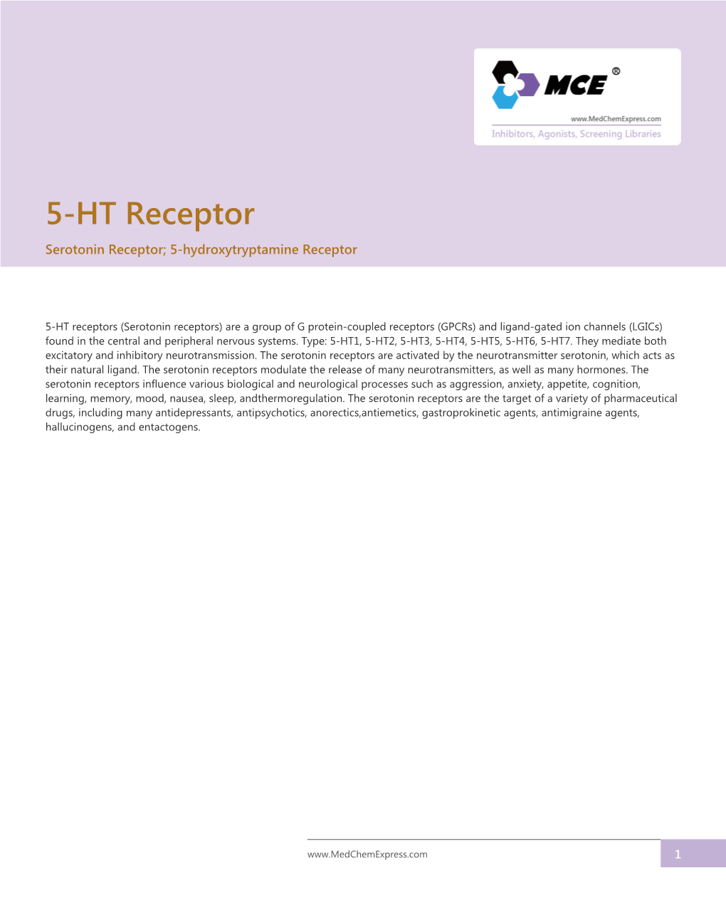 5-HT Receptor Serotonin Receptor; 5-Hydroxytryptamine Receptor