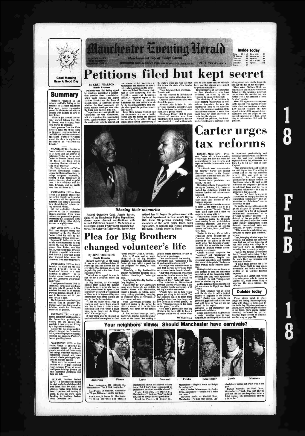 Petitions Filed but Kept Secret Carter Urges Tax Reforms