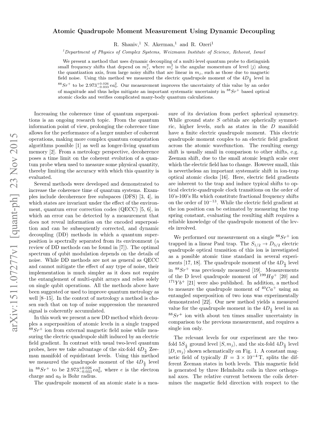 Atomic Quadrupole Moment Measurement Using Dynamic Decoupling