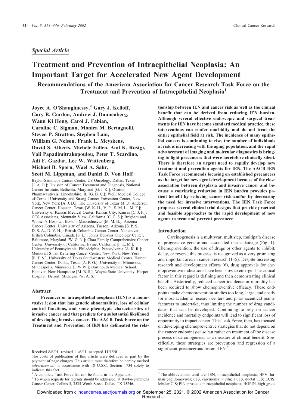 Treatment and Prevention of Intraepithelial Neoplasia: an Important