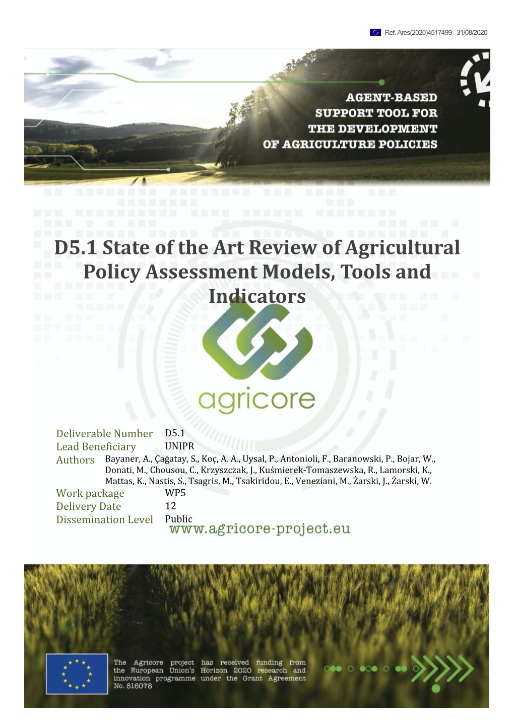 D5.1 State of the Art Review of Agricultural Policy Assessment Models, Tools and Indicators