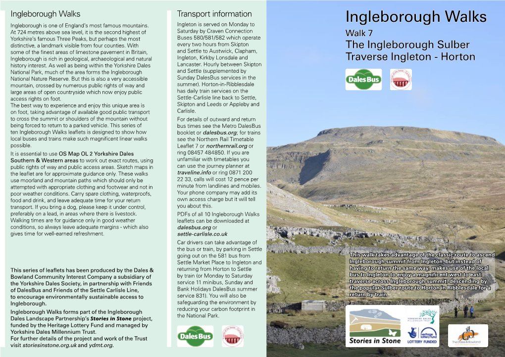 Ingleborough Walks Transport Information Ingleborough Walks Ingleborough Is One of England’S Most Famous Mountains