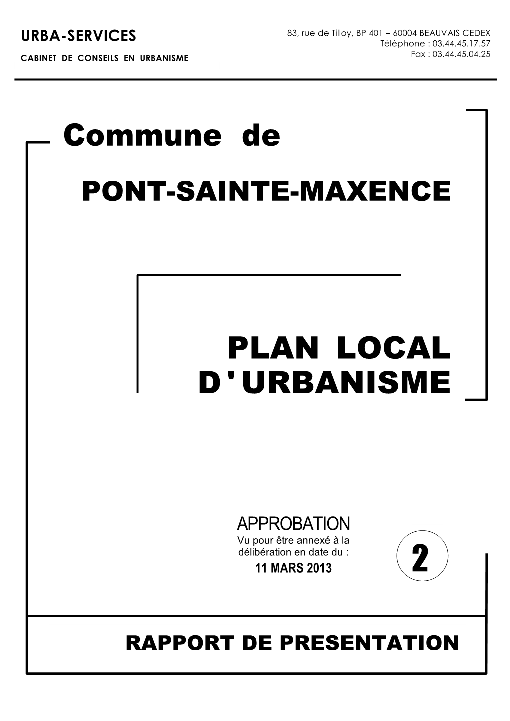 Commune De PLAN LOCAL D'urbanisme