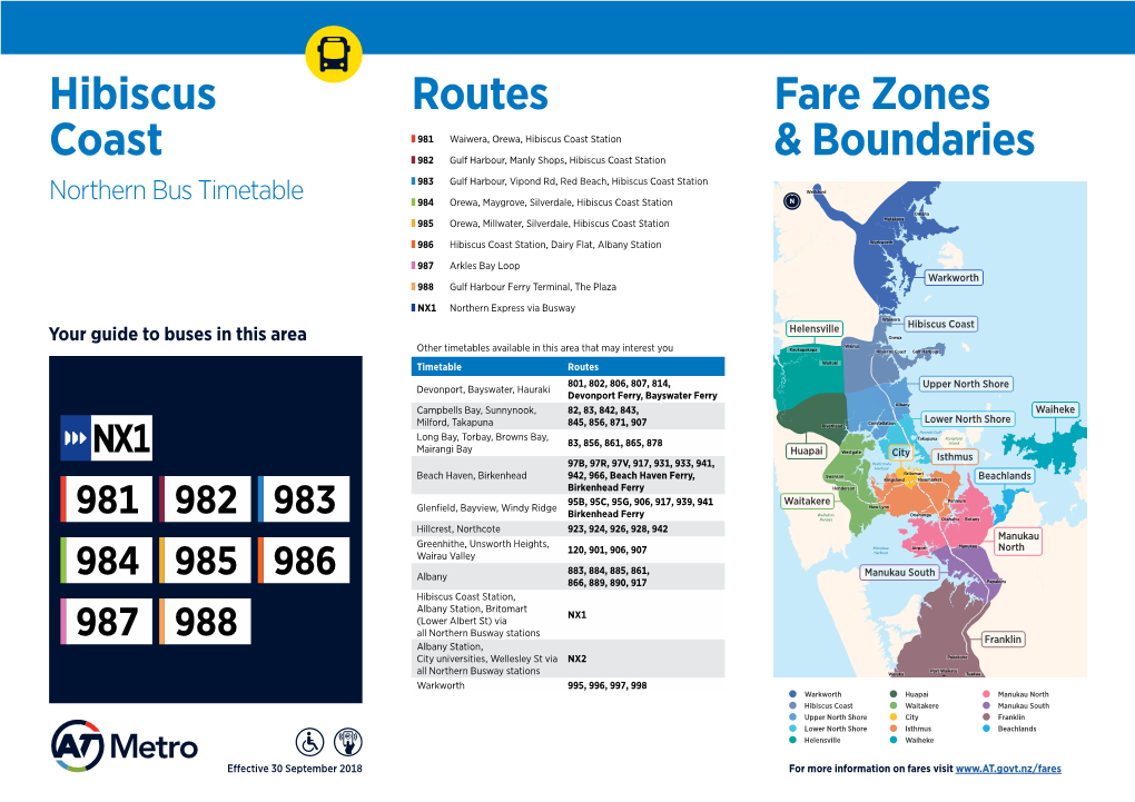 Hibiscus Coast Routes Fare Zones & Boundaries