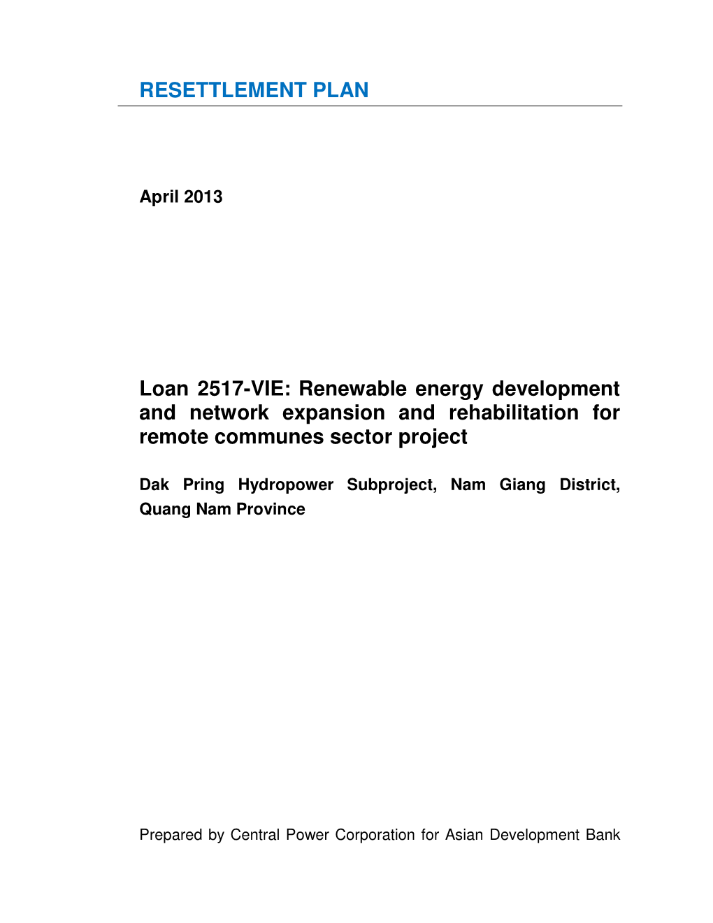 42182-013: Renewable Energy Development and Network