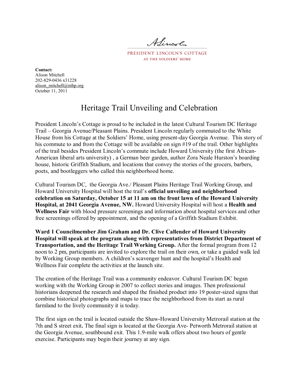 Heritage Trail Unveiling and Celebration