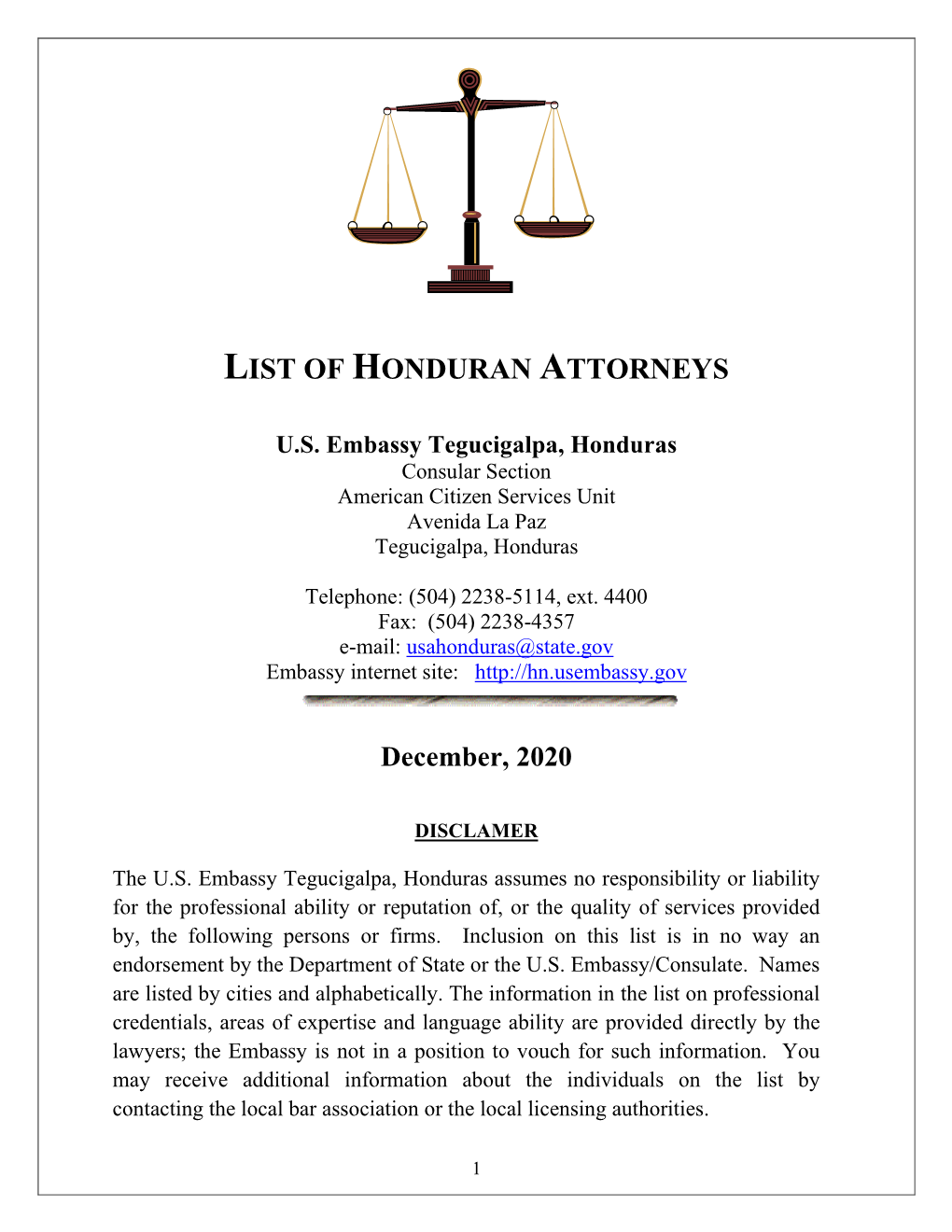 List of Honduran Attorneys