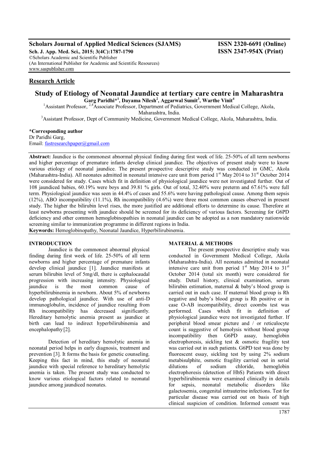 Study of Etiology of Neonatal Jaundice
