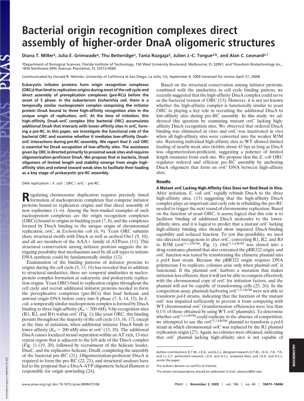 Bacterial Origin Recognition Complexes Direct Assembly of Higher-Order Dnaa Oligomeric Structures