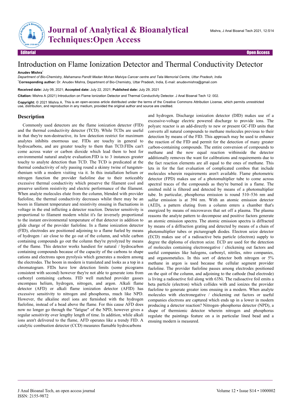 Introduction on Flame Ionization Detector and Thermal Conductivity Detector