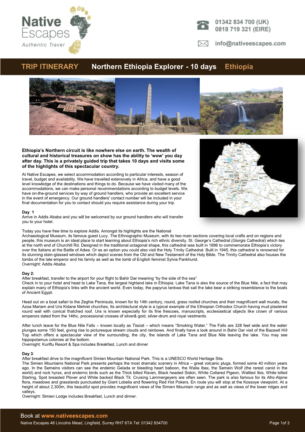 TRIP ITINERARY Northern Ethiopia Explorer - 10 Days Ethiopia