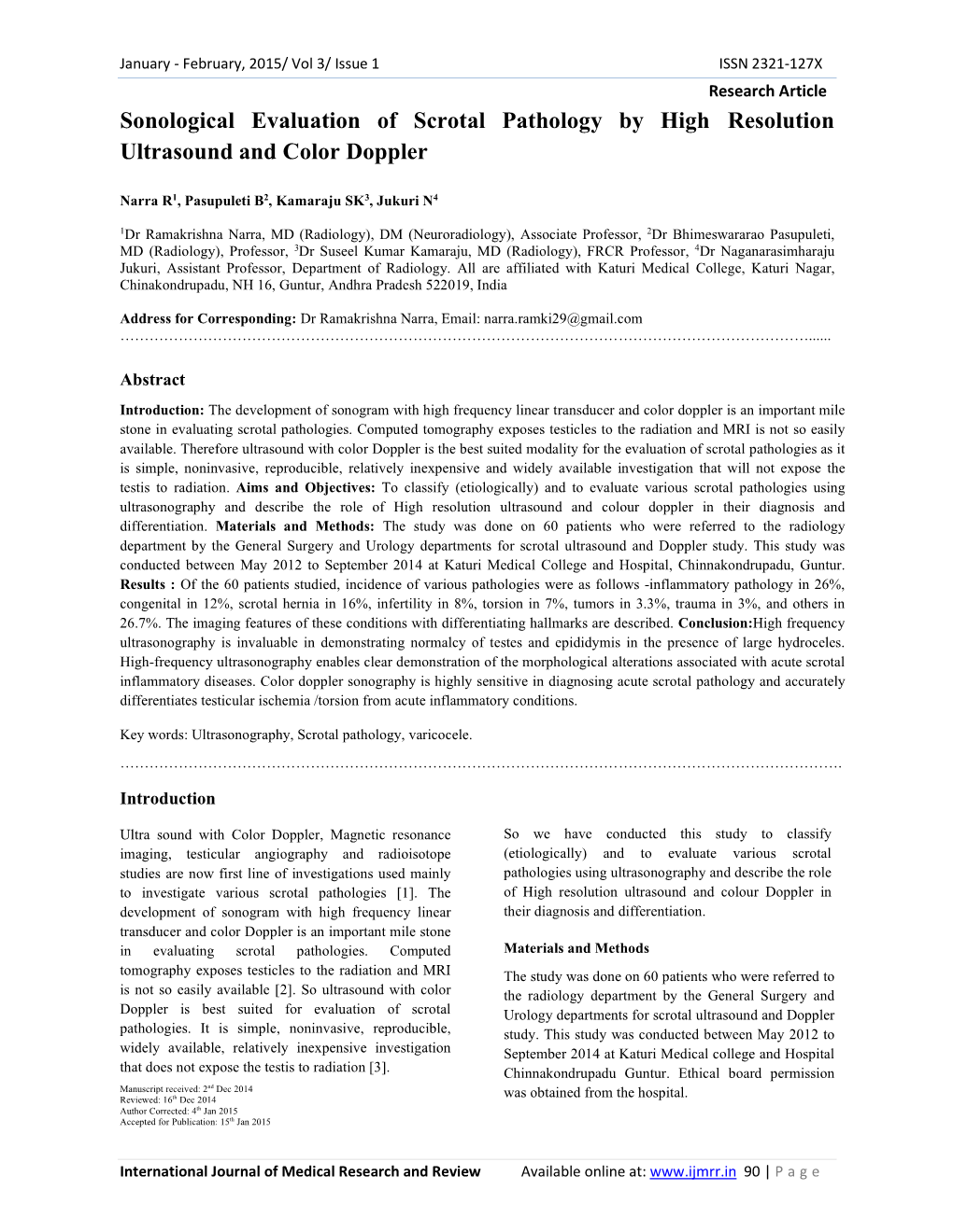 Sonological Evaluation of Scrotal Pathology by High Resolution Ultrasound and Color Doppler