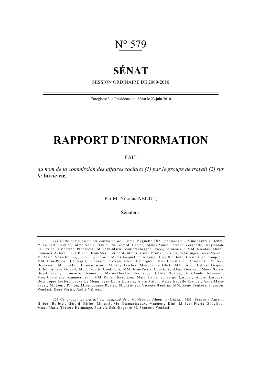 Rapport D´Information