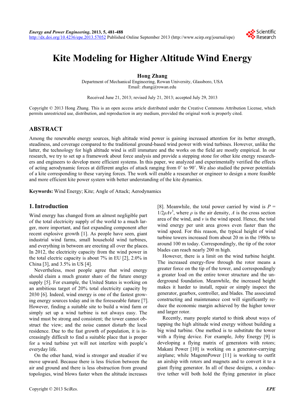 Kite Modeling for Higher Altitude Wind Energy