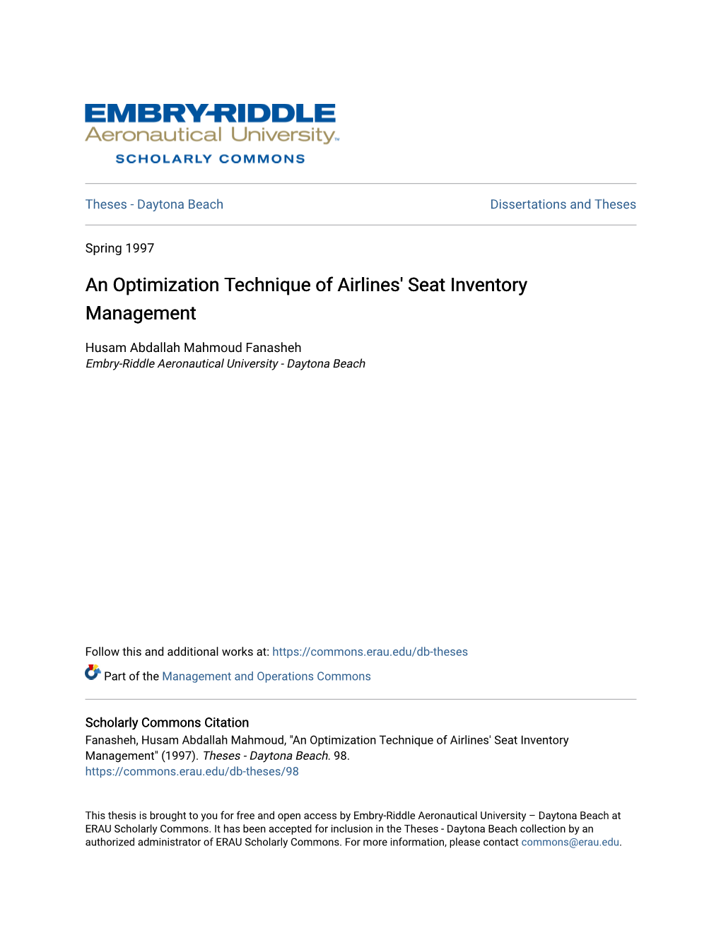 An Optimization Technique of Airlines' Seat Inventory Management