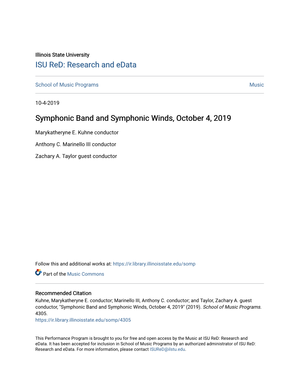 Symphonic Band and Symphonic Winds, October 4, 2019