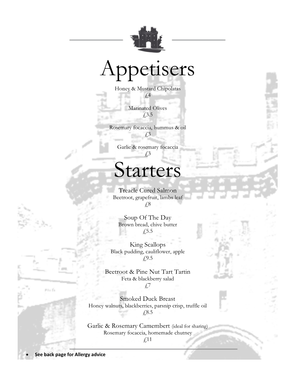 Appetisers Starters