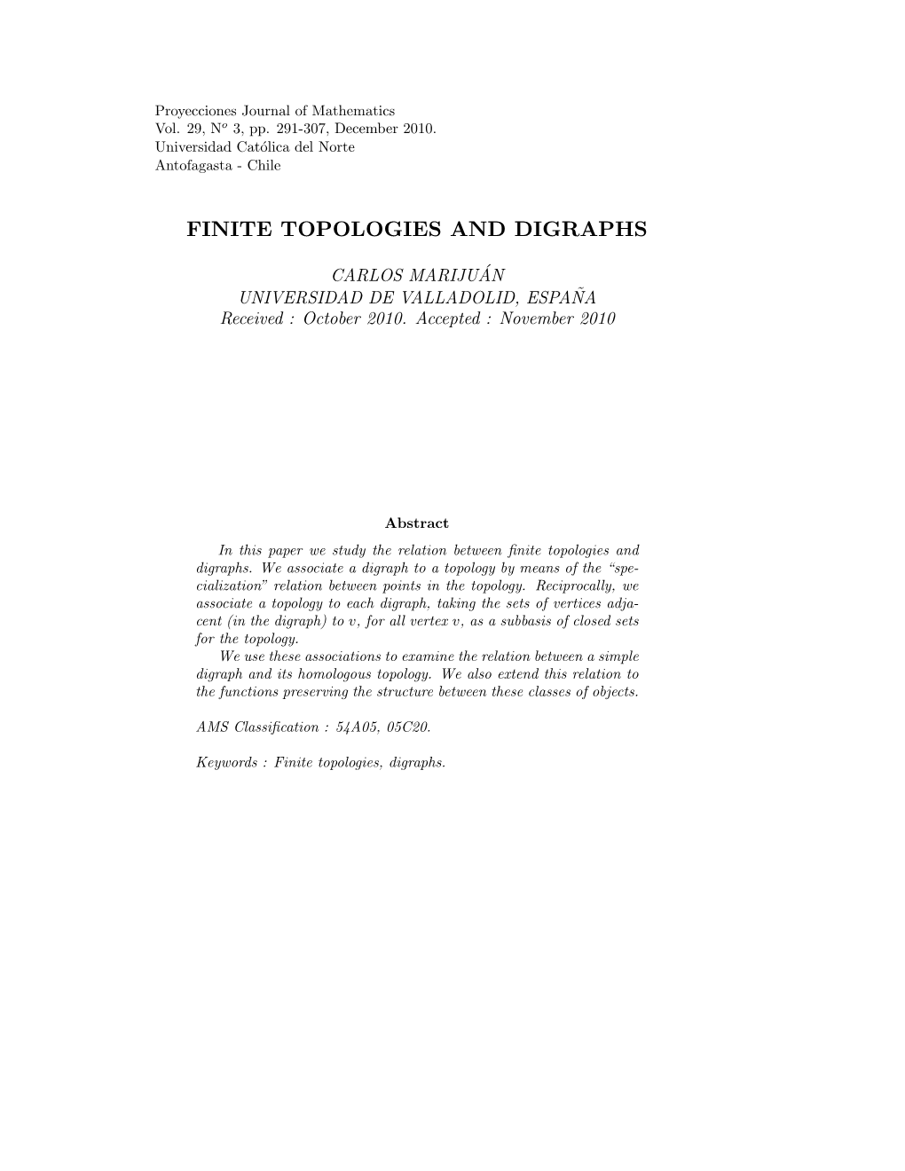 Finite Topologies and Digraphs