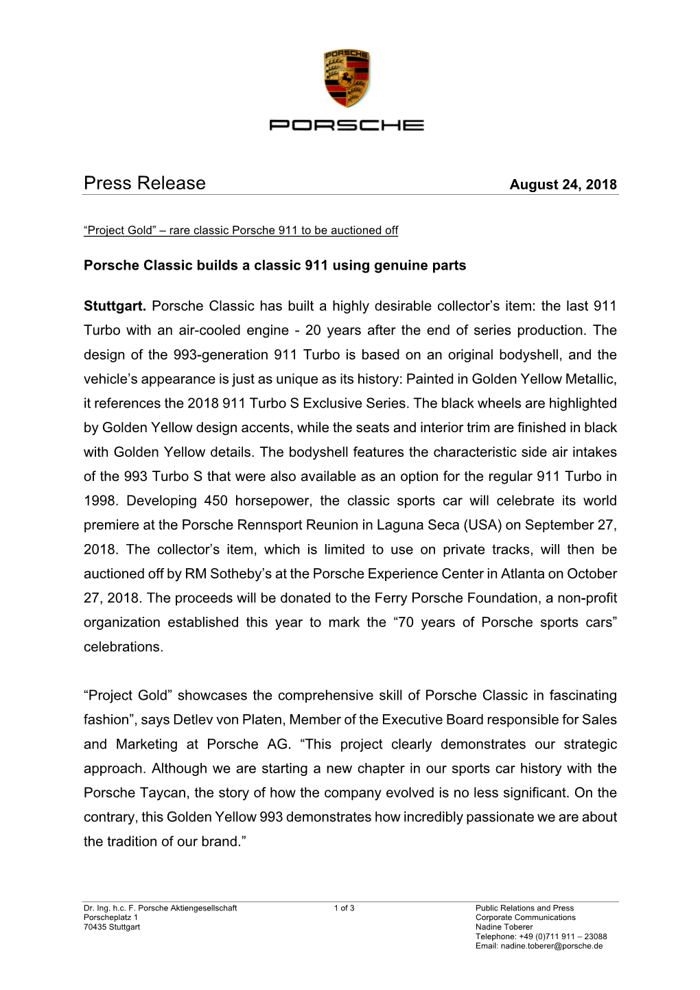 Press Release August 24, 2018