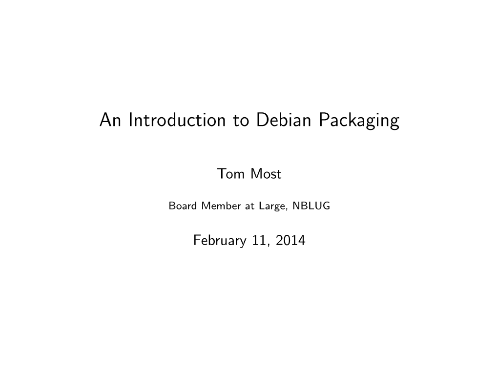 An Introduction to Debian Packaging (PDF)