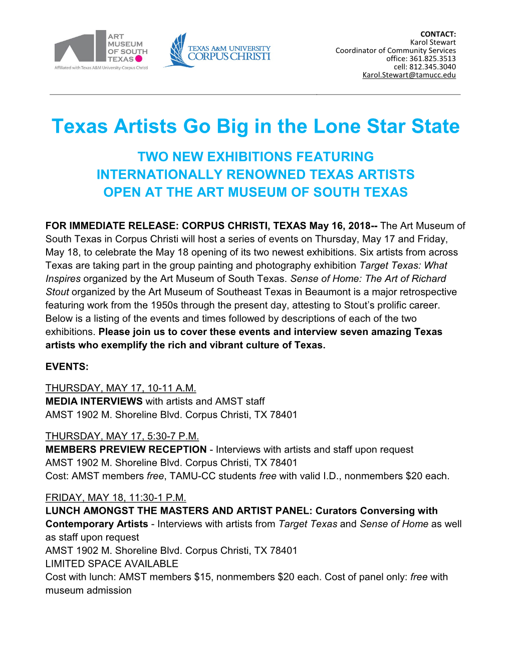 Press Release Texas Artists Go Big in the Lone Star State-Amst New