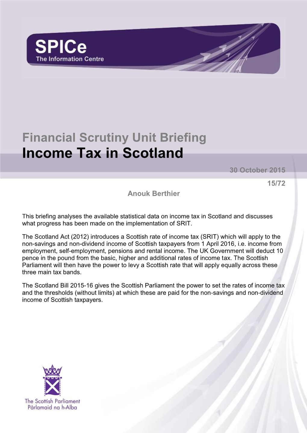 SB 15-72 Income Tax in Scotland