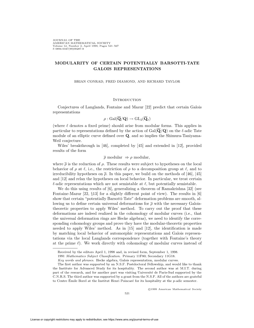 Modularity of Certain Potentially Barsotti-Tate Galois Representations