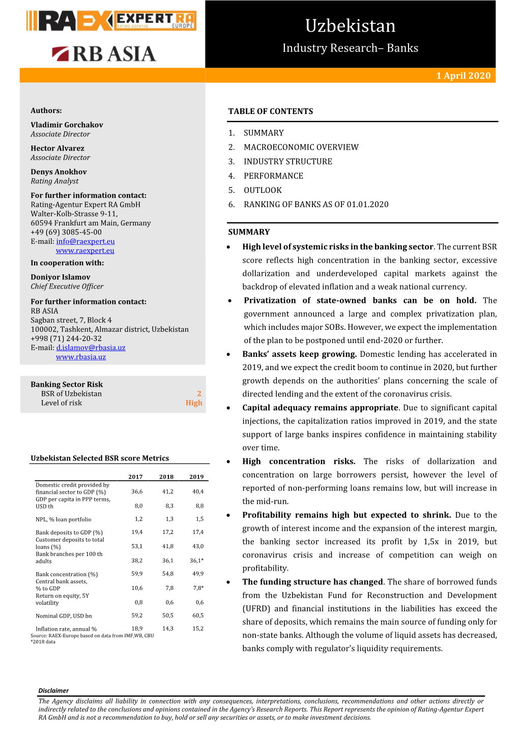 Research Report on the Uzbekistan Banking System