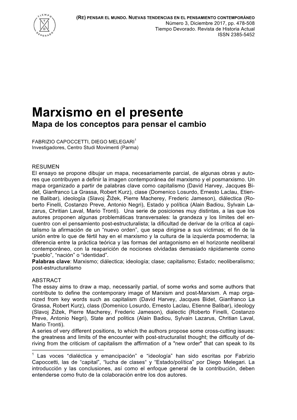 Marxismo En El Presente Mapa De Los Conceptos Para Pensar El Cambio