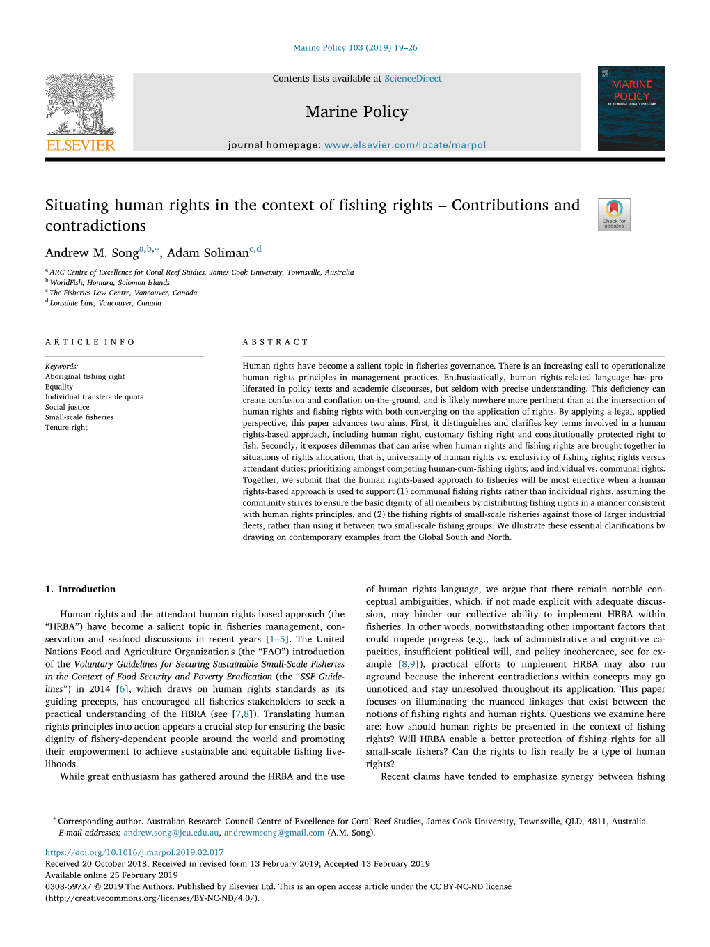 Situating Human Rights in the Context of Fishing Rights – Contributions And