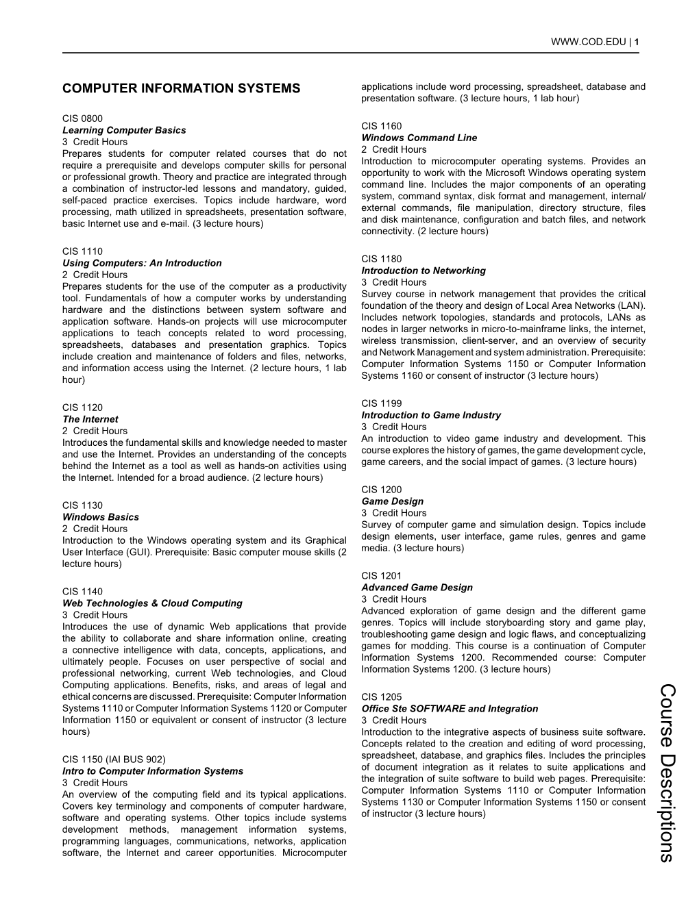 Course Descriptions Ethical Concerns Are Discussed